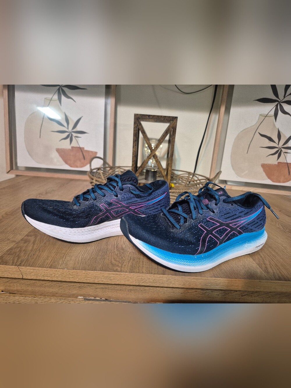 ASICS Women's Navy Running Shoes with Pink Accents